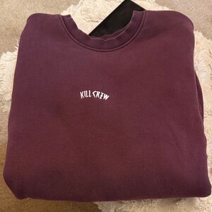 Kill Crew Men's Burgundy Crewneck Sweater embroidered logo